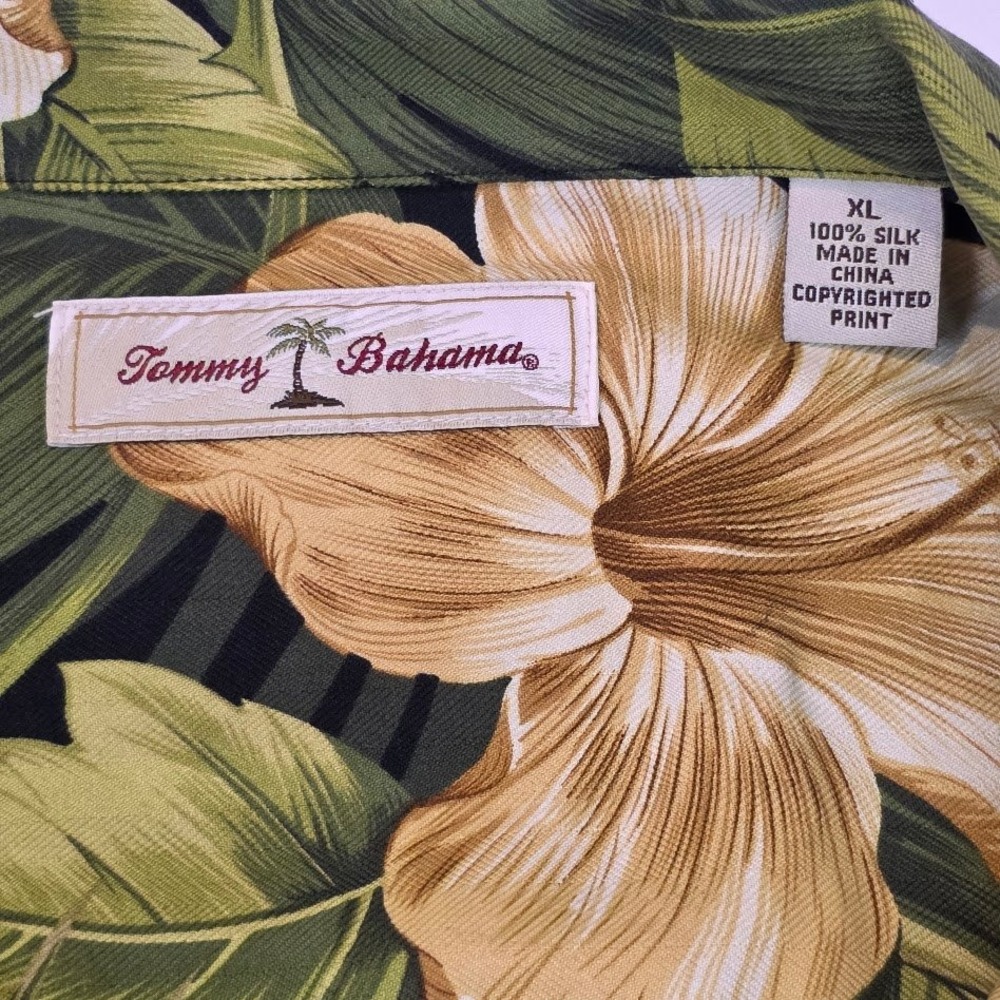 Tommy Bahama Mens XL Special Rum Camp Shirt Black Green Silk Tropical Floral NEW - Picture 5 of 9